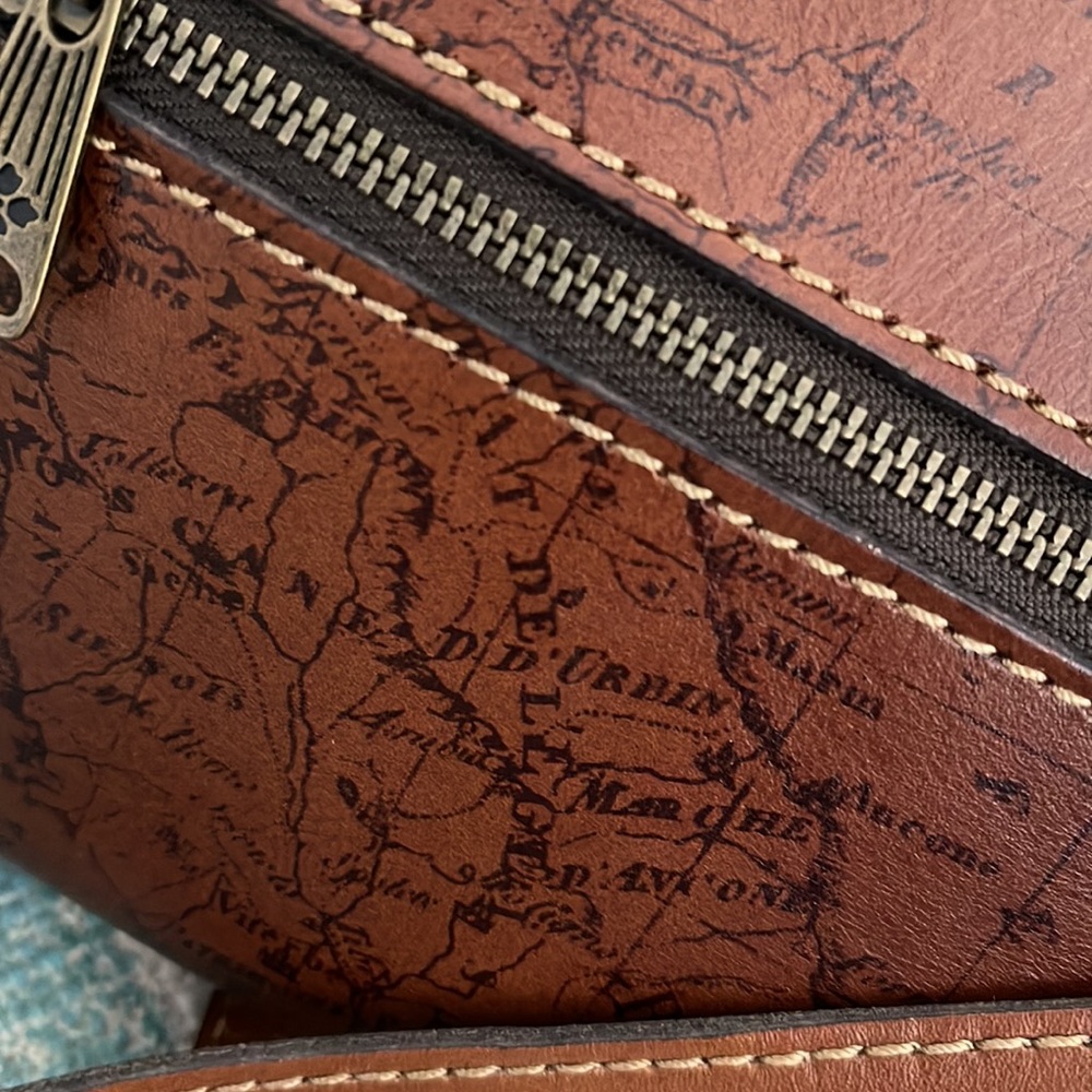 Patricia Nash Brown Leather Map Crossbody Bag - Picture 4 of 16